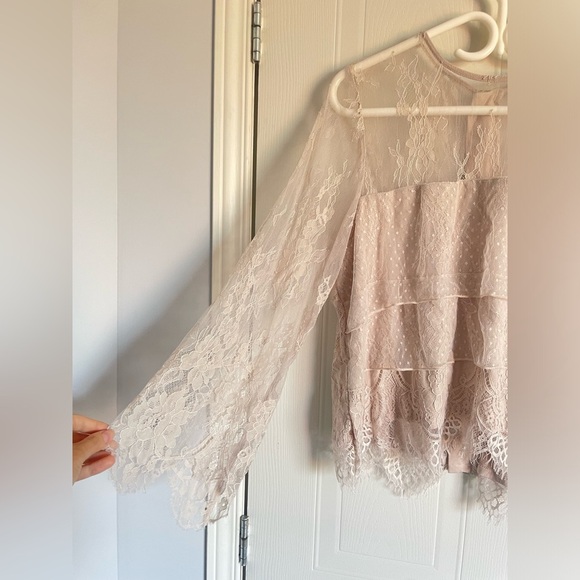 Coquette  Blouse AEO Lace Ruffle Top XL Ethereal - Picture 3 of 16